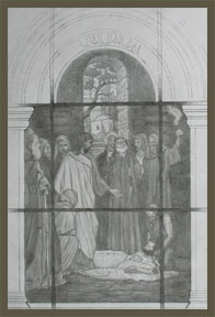 Preliminary concept drawing for Raising of Lazarus