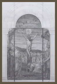 Preliminary concept drawing for The Crucifixion